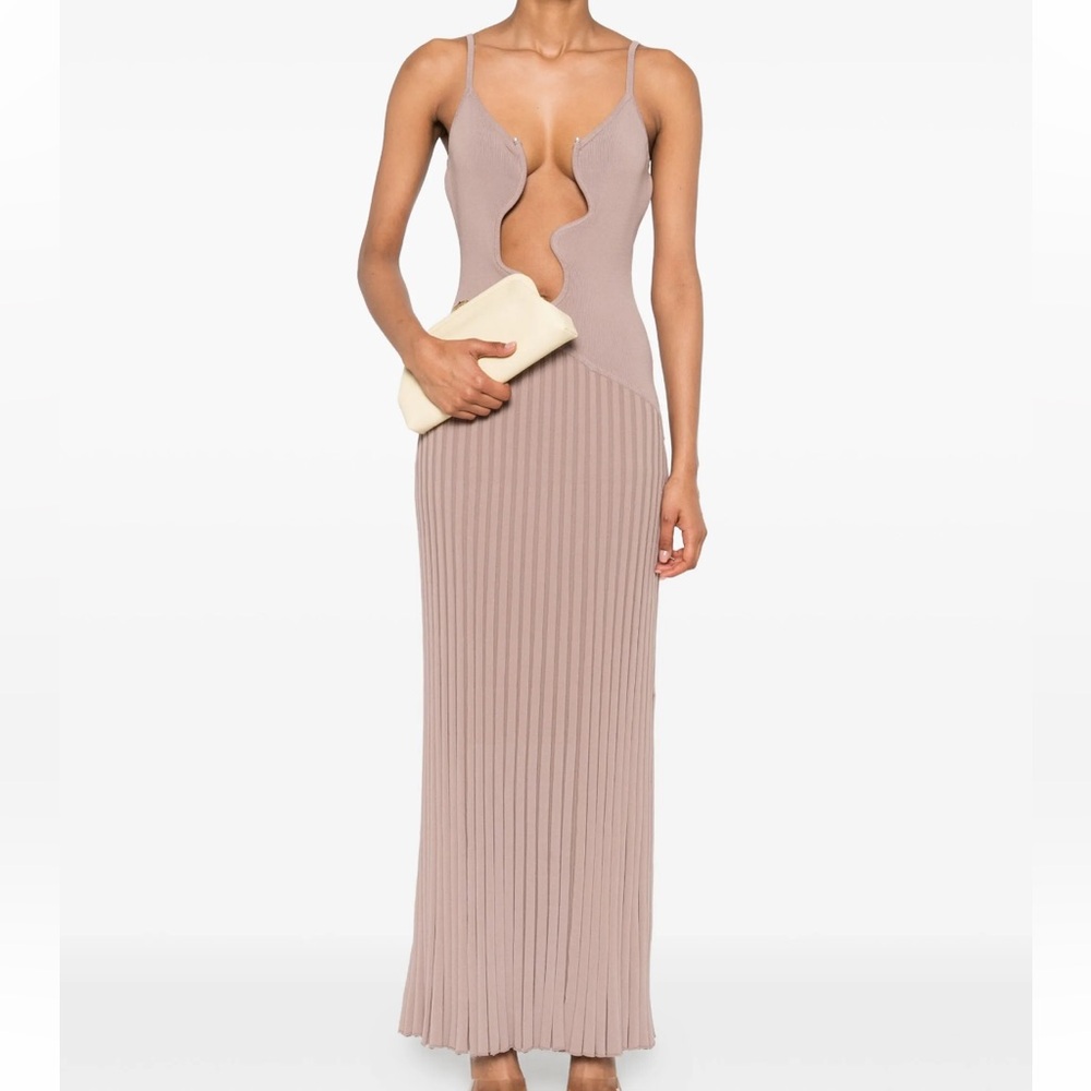 Christopher Esber Salacia Wire Sunray Dress - Mushroom Brown XS